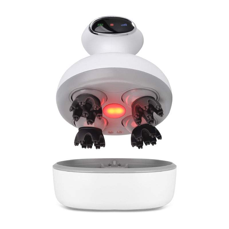 White electric head massage instrument with 3-gear USB-powered scalp massager for relaxation and stress relief