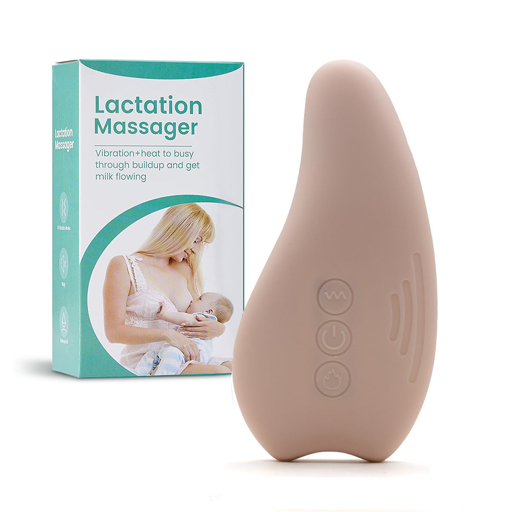 Lactation massager with packaging on a white background