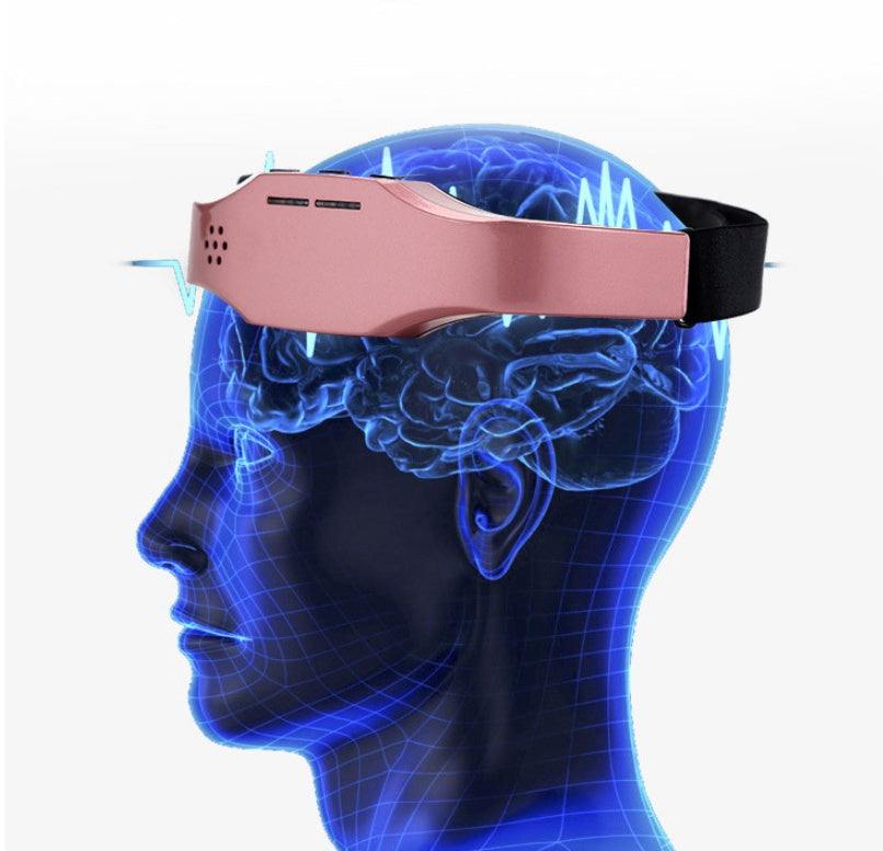Wireless Brain Massage Helmet with low frequency pulse therapy, 3 massage modes, 9 intensity levels for stress relief and better sleep, USB rechargeable head massager