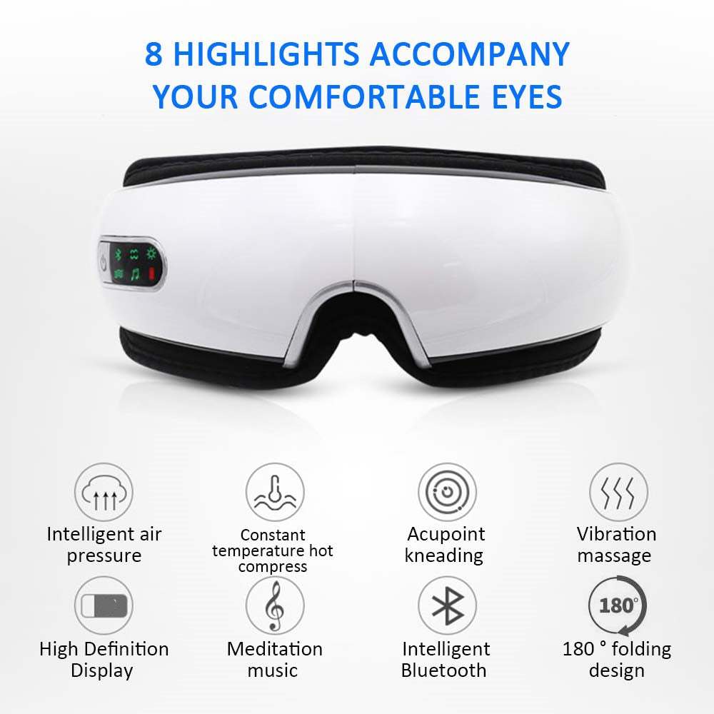 Smart Eye Massager with heat compress, air pressure, and vibration therapy for eye strain relief and relaxation