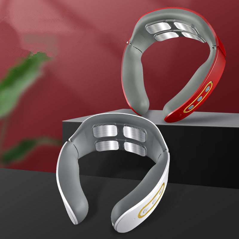 Four-Head Electric Pulse Neck Massager with TENS therapy and far infrared heat for neck pain relief