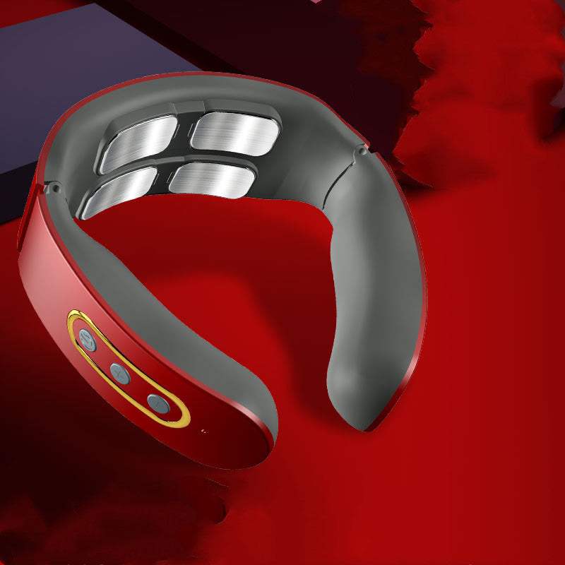 Four-Head Electric Pulse Neck Massager with TENS therapy and far infrared heat for neck pain relief