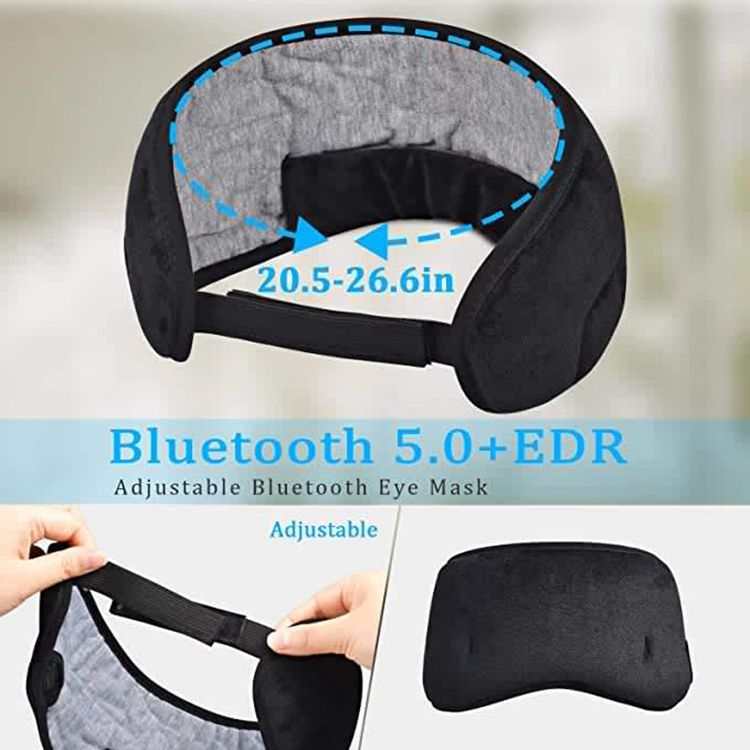 Bluetooth Music Eye Mask with built-in Bluetooth 5.0 headphones and total light blocking for travel and relaxation