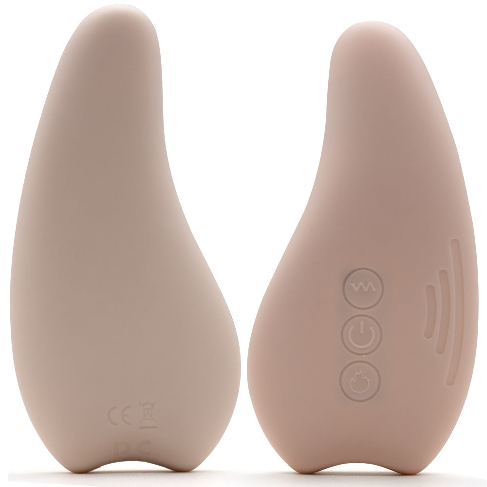 Two beige silicone devices with control buttons on a white background