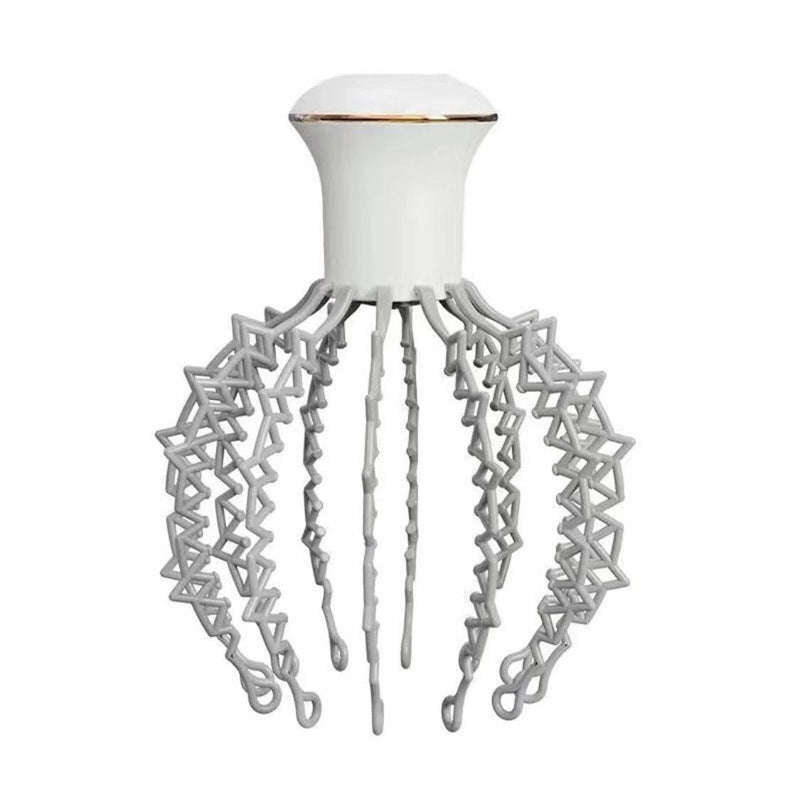 Decorative lamp shaped like an octopus with a white top and gray tentacles on a white background