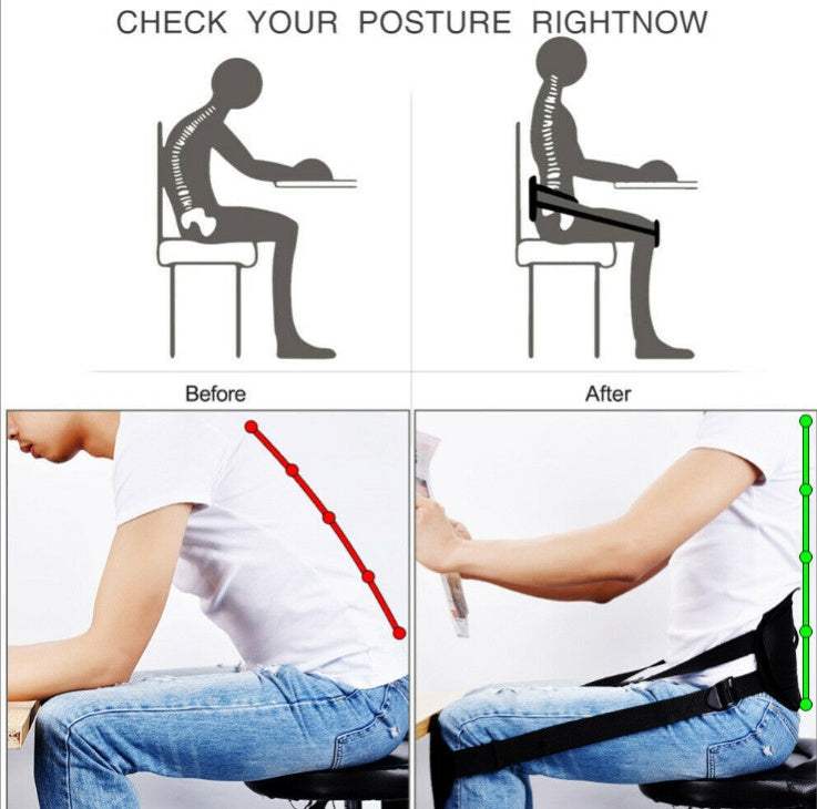 Ergonomic portable back support belt for lumbar pain relief and posture correction