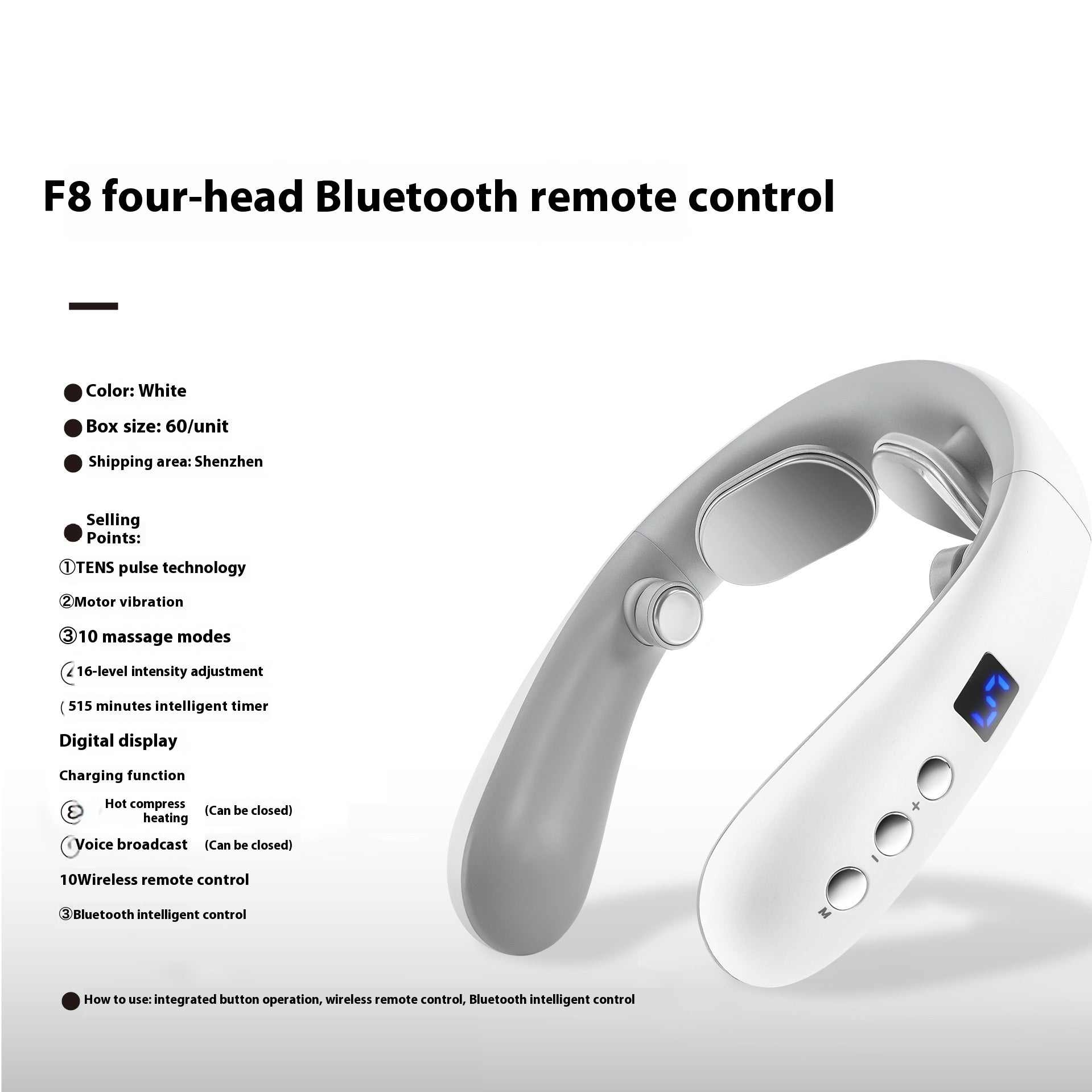 Ergonomic neck massager with hot compress heat therapy for shoulder and neck pain relief