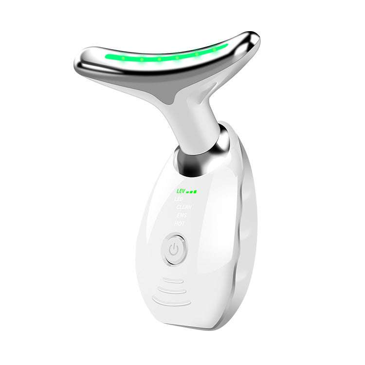 LED Photon Therapy Neck Face Beauty Device for anti-aging and skin tightening with 3-color light and vibration massage