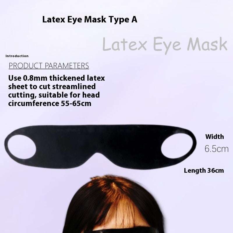 Black latex eye mask with Bluetooth wireless sound and adjustable strap for complete blackout and sleep comfort
