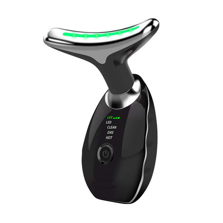LED Photon Therapy Neck Face Beauty Device for anti-aging and skin tightening with 3-color light therapy and vibration massage