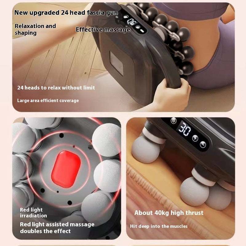 Massage gun with 24 interchangeable heads for deep tissue muscle relaxation and recovery