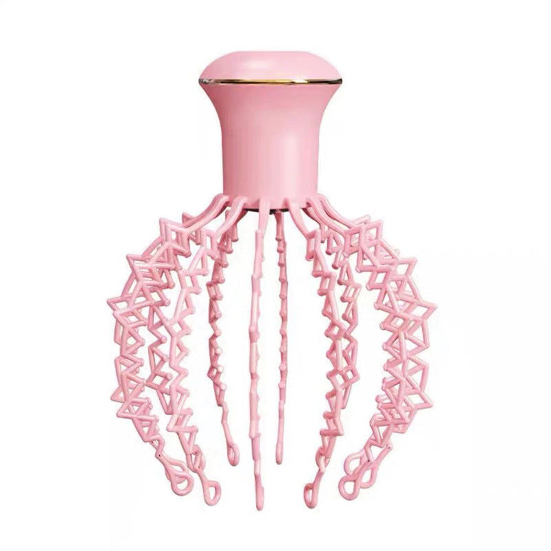 Pink octopus-shaped object on a white background