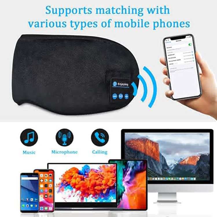 Bluetooth Music Eye Mask with built-in Bluetooth 5.0 headphones for wireless sleep and travel relaxation