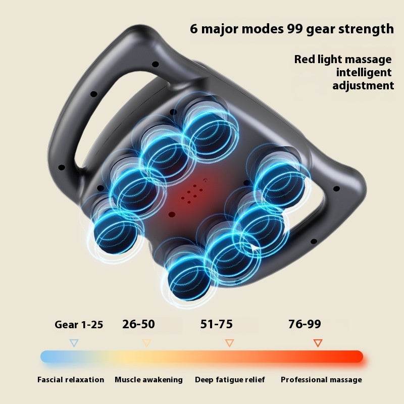 Multi-Head Massage Gun with 8 or 16 interchangeable heads, LED screen, quiet motor, and up to 4-hour battery for full body deep tissue massage