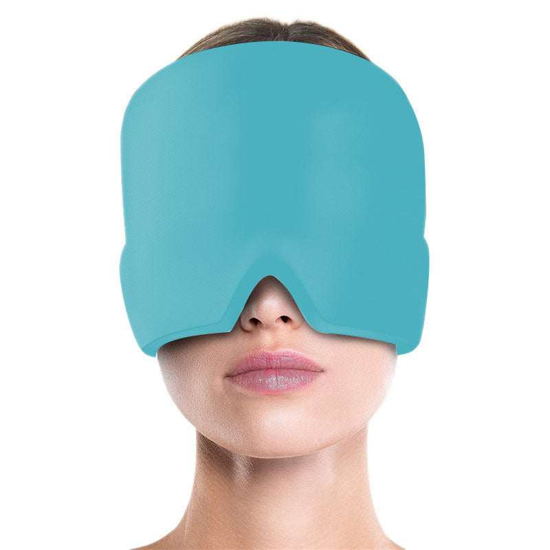 Migraine Relief Hat with 360° cold therapy wrap and ice pack eye mask for headache relief