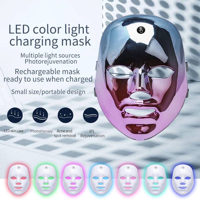 LED rechargeable face mask for acne treatment with blue and red light therapy