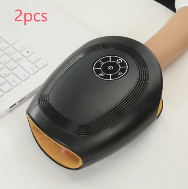 Electric airbag hand massager providing heating and air compression for palm and finger joint relief