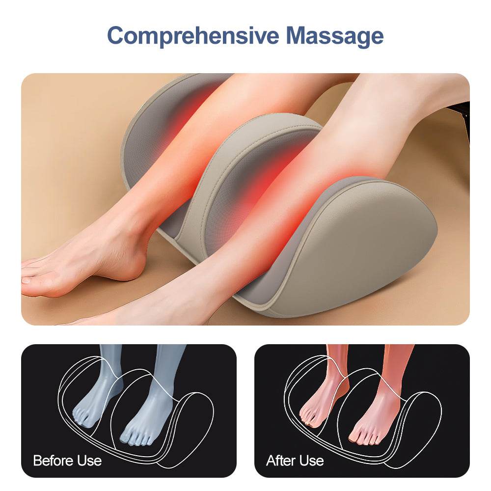 Shiatsu Foot Massager with heat therapy providing deep kneading massage for feet, calves, and arms, featuring adjustable heat, multiple modes, and USB power for home relief.